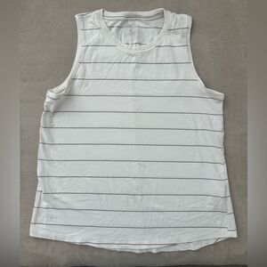 Calia Ivory and Taupe Striped Muscle Tee